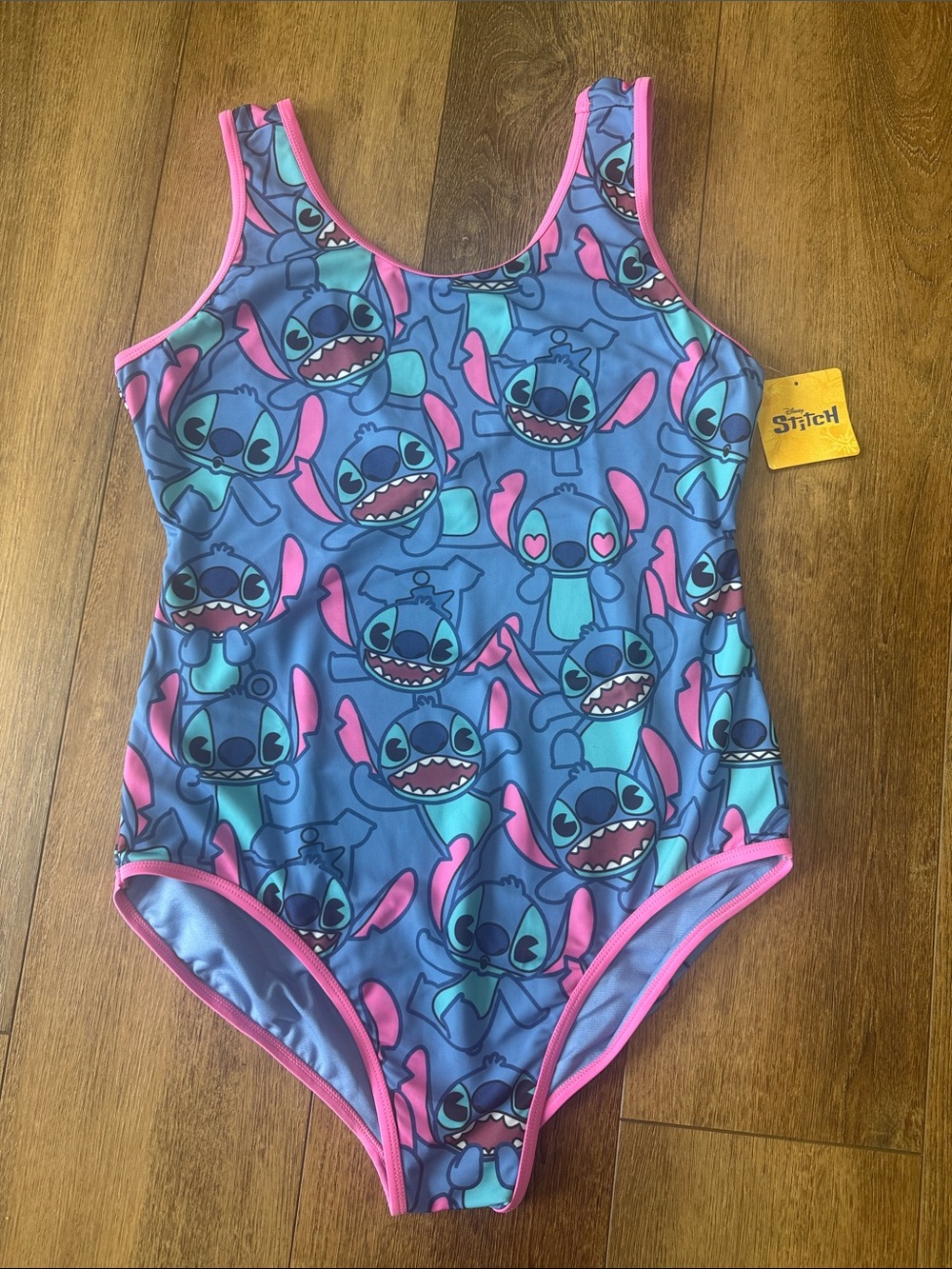 Disney Stitch Blue and Pink Cartoon Character Swimsuit. Size L.G